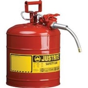 Justrite Red Metal Safety Can, Type ll, 5 Gallon Capacity, with 5/8" x 9" Flexible Metal Hose, for Gasoline 7250120